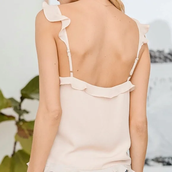 Lulu’s Utterly Lovely Blush Ruffled Cami Tank Top NWT New - Picture 4 of 8